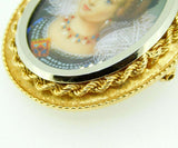 18k Hand Painted Genuine Natural Diamond Portrait Pin Pendant (#J5014)