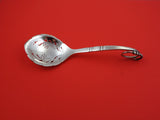 Ornamental #41 By Georg Jensen Sterling Silver Ice Spoon Pierced w/ Flowers 8"
