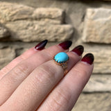 9k Rose Gold Victorian 4.28 Carat Genuine Natural Turquoise Ring (#J6329)