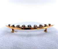 14k Yellow Gold Montana Sapphire and Pearl Large Crescent Pin (#J5470)