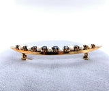 14k Yellow Gold Montana Sapphire and Pearl Large Crescent Pin (#J5470)