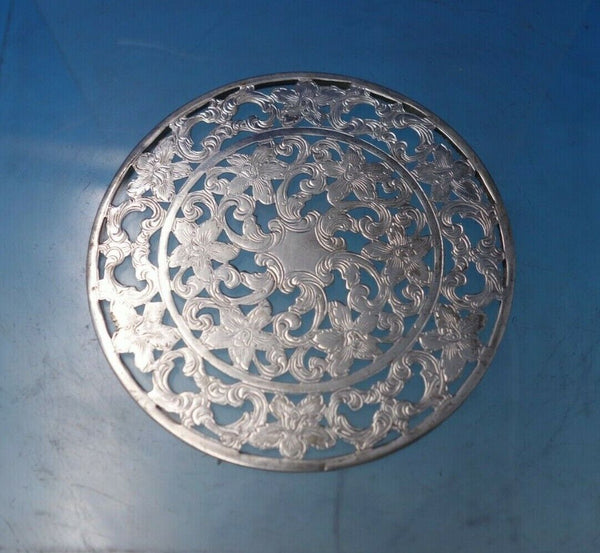Glass Trivet Plate for Drinking Glass with Sterling Silver Overlay 3" (#5428)