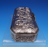 Joseph Yager German Sterling Silver Box Stag Hunt w/Hanau Pseudo Hallmarks #8081