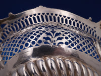 English Georgian Sterling Silver Basket with Swing Handle Pierced Ribbon (#8388)