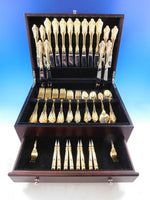 Golden Grande Baroque by Wallace Sterling Silver Flatware Set Dinner 72 pcs Gold