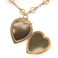 9k Top Victorian Heart Shaped Locket w/Paste Stones Gold Filled Chain (#J6519)