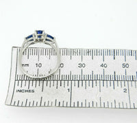 14k White Gold 1.49 Carat TW Blue Genuine Natural Sapphire 3 Stone Ring (#J555)
