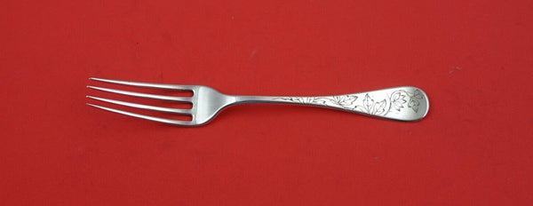 King William Engraved by Tiffany and Co Sterling Child Fork w/ BC leaves 6 1/4"