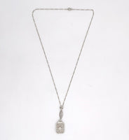 10k Gold Filigree Genuine Natural Rock Crystal Diamond Pendant Orig Chain #J6262