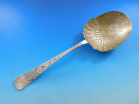 Brite-Cut by Towle Sterling Berry Spoon Gold-washed with Design in Bowl 9"