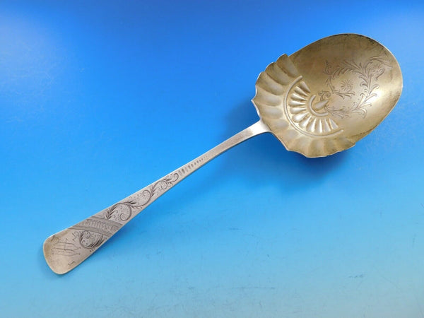 Brite-Cut by Towle Sterling Berry Spoon Gold-washed with Design in Bowl 9"