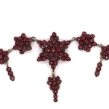 Genuine Natural Bohemian Garnet Necklace with Large Rosette Star Drop (#J4853)
