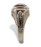 14k White Gold Hand Engraved Genuine Natural Citrine Ring Size 8 (#J7500)