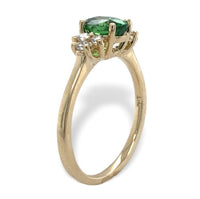 14k Gold 1.11ct Tsavorite Green Genuine Garnet and .14ct Diamond Ring (#J7114)