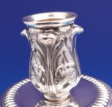 European .925 Sterling Silver Candelabra Pair 3-Light Repoussed w/Dolphins #9289