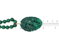 14k Gold Genuine Natural Malachite 8mm Bead Strand and Carved Enhancer (#J5499)