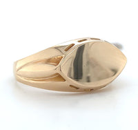 10k Yellow Gold Men's Signet Ring Blank with Marquise Shape Size 12 (#J6794)