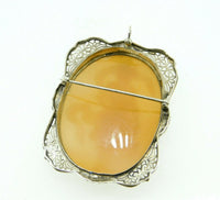 Art Deco 14k Gold Filigree Full Figure Genuine Natural Shell Cameo Pin (#J4359)