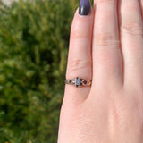 Victorian 10k Yellow Gold Genuine Natural Diamond Belcher Ring Size 4 (#J7069)