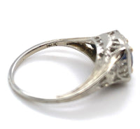 18k Gold Filigree Ring with .57ct Genuine Natural Sapphire Art Deco (#J6405)