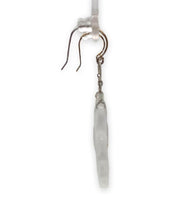 14k White Gold Chinese Export Carved Rock Crystal Quartz Drop Earrings (#7124)