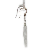 14k White Gold Chinese Export Carved Rock Crystal Quartz Drop Earrings (#7124)