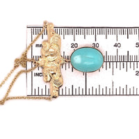 14k Gold Genuine Natural Turquoise Festoon Necklace Nouveau Style (#J4882)