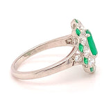Fine Platinum Genuine Natural Emerald and Diamond Ring Size 5.5 (#J4857)