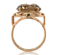18k and 14k Rose Gold Handwrought Genuine Natural Smoky Quartz Ring (#J6605)