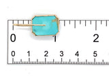 14k Yellow Gold Genuine Kingman Turquoise Rectangular Drop Earrings (#J7322)