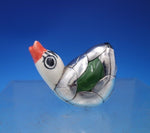 Mexican Silverplate and Pottery Figurine Duck 1 1/2" x 2" x 1 1/8" (#6836-2)