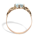 10k Yellow Gold Ring with 1.15ct Oval Genuine Natural Aquamarine w/Leaves #J6767
