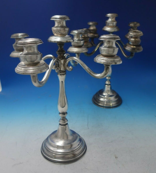 Italian Sterling Silver Candelabra Pair 5-Light #3287 c.1920 59.6 ozt. (#5464)
