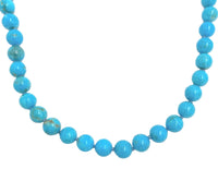Fine 8mm Ithaca Peak Blue Genuine Turquoise Strand of Beads Necklace (#J7233)