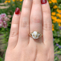 10k Yellow Gold 3.16ct Genuine Natural Gold Vein Quartz Ring Size 9.25 (#J6937)