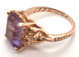 14k Rose Gold Ring with Genuine Natural Amethyst and Flowers Size 5 (#J6904)
