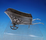 German .800 Silver Bowl Wheelbarrow Form Movable Wheels Repoussed Fruit (#6836)