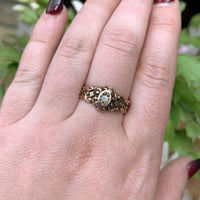 10k Yellow Gold Victorian Men's Wedding Band Ring w/ Diamond Size 10.75 (#J6285)