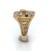 14k Yellow Gold Men's Genuine Natural Diamond Ring Horse and Horseshoe (#J6218)