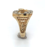14k Yellow Gold Men's Genuine Natural Diamond Ring Horse and Horseshoe (#J6218)