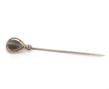 14k Yellow Gold Stick Pin with Genuine Natural Tiger's Eye and Diamond (#J4998)