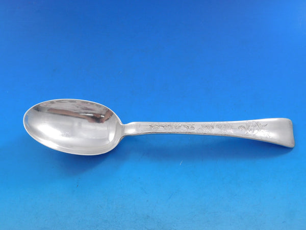 Lap Over Acid Etched by Tiffany Sterling Silver Serving Spoon Marigolds 8 5/8"