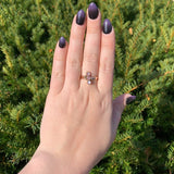 10k Rose Gold Three Stone Victorian Genuine Natural Moonstone Ring 9.5 (#J6941)