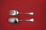 Wild Rose by International Sterling Salad Serving Set shell bowl 9"
