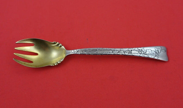 Lap Over Edge Acid Etched by Tiffany Sterling Ice Cream Fork Forget me not 5 3/4