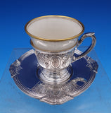 Saint Dunstan Chased by Gorham Sterling Silver Demitasse Cup Saucer Liner #8099