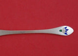 Korean Sterling Silver Dessert Fork with Blue and White Flowers 5 3/4" Heirloom