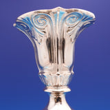 European Silver Candlestick Pair Large Ornate w/ Bows Swags 14 1/2" x 7" (#9304)