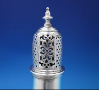 English Georgian Sterling Silver Muffineer Fancy Pierced Engraved Lid (#6821-2)