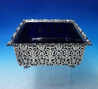 Wilkens German .800 Silver Serving Bowl Square w/Blue Cobalt Liner c1920 (#5929)